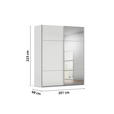 SCHWEBETÜRENSCHRANK 201/223/68 cm 2-türig Grau, Weiß  - Alufarben/Weiß, KONVENTIONELL, Glas/Holzwerkstoff (201/223/68cm) - Novel