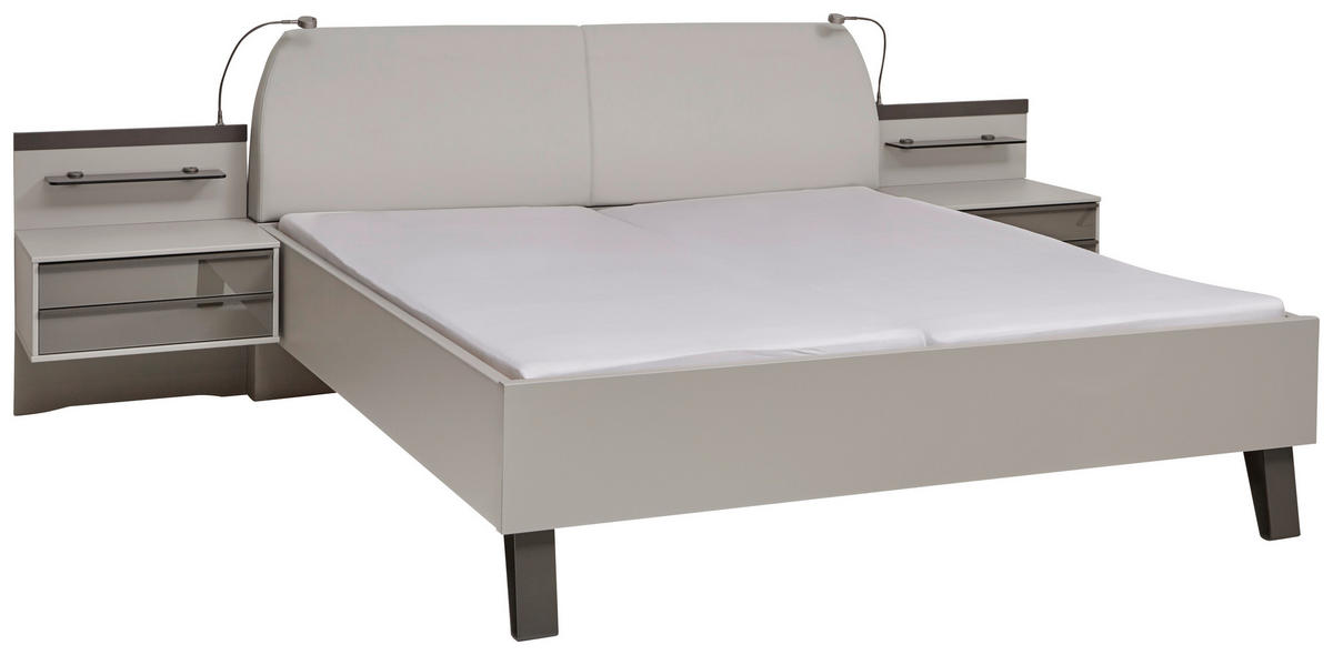BETTANLAGE 180/200 cm  in Braun, Grau   - Braun/Grau, Design, Glas/Holzwerkstoff (180/200cm) - Dieter Knoll