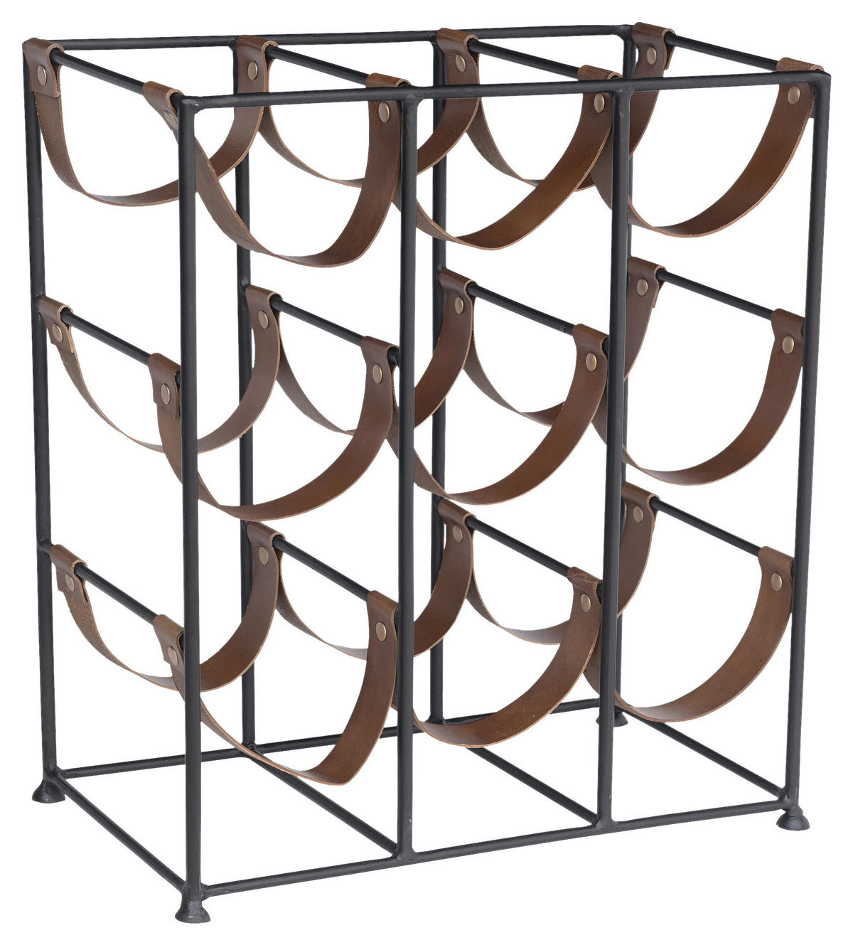 WEINREGAL Braun, Schwarz  - Schwarz/Braun, Design, Leder/Metall (45/50/23cm) - Landscape