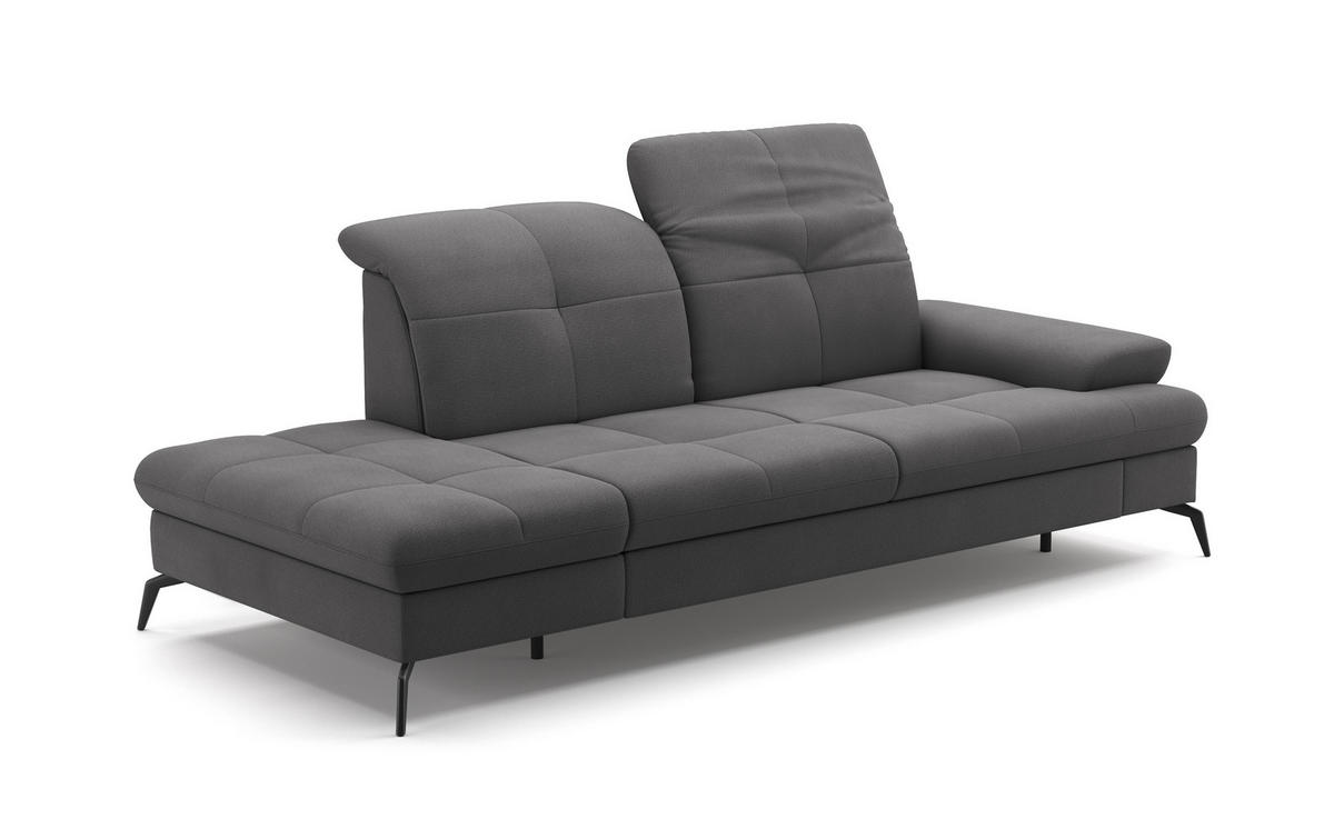 RÉCAMIERE in Flachgewebe Grau  - Schwarz/Grau, KONVENTIONELL, Textil/Metall (231/90/122cm) - Sit & More