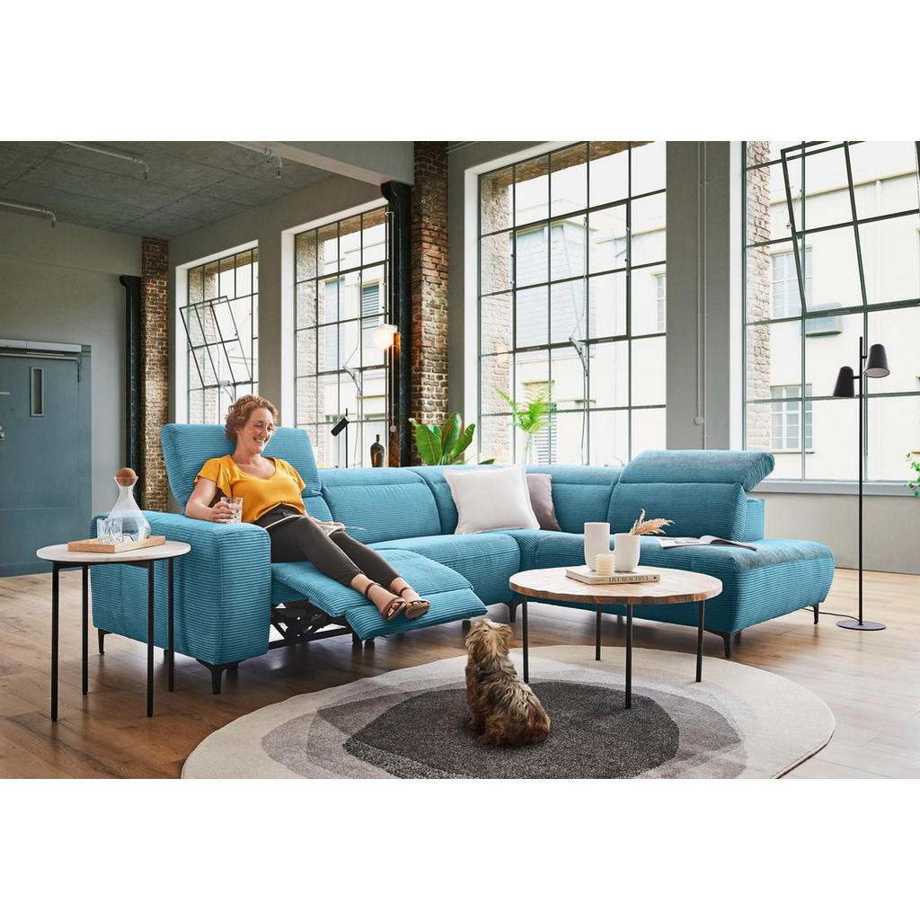 Thumbnail - Pure Home Lifestyle Ecksofa, Petrol, Textil, Uni, Ottomane rechts, L-Form, 290x223 cm, Blauer Engel, Goldenes M, Dgm, Ty...