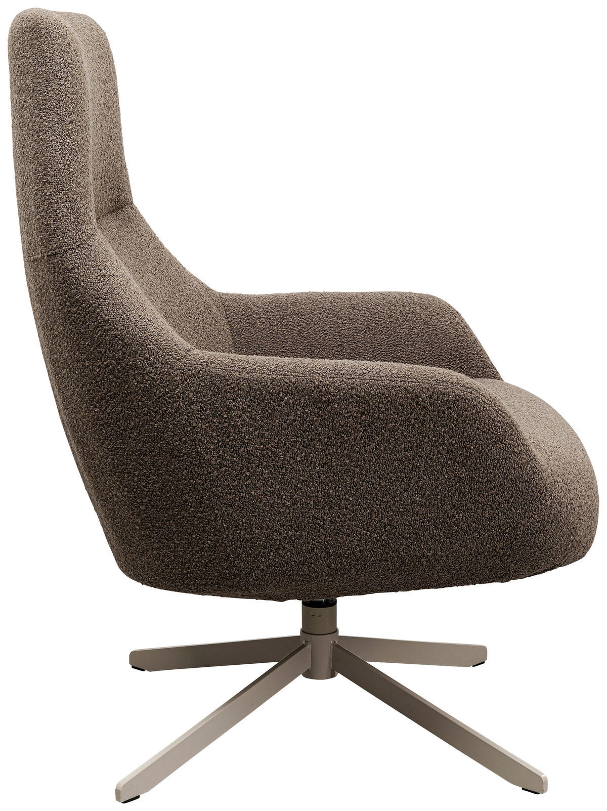 SESSEL in Bouclé Graubraun  - Greige/Graubraun, Design, Textil/Metall (76/100/81cm) - Kare-Design