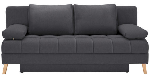 SCHLAFSOFA  in Flachgewebe Dunkelgrau  - Dunkelgrau/Naturfarben, KONVENTIONELL, Holz/Textil (195/90/90cm) - Cantus