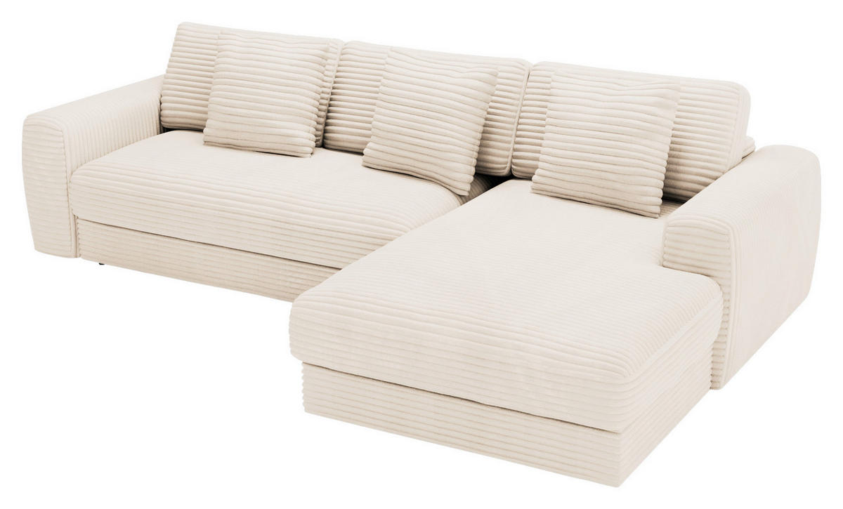 ECKSOFA Naturfarben Cord  - Schwarz/Naturfarben, MODERN, Kunststoff/Textil (302/182cm) - Carryhome