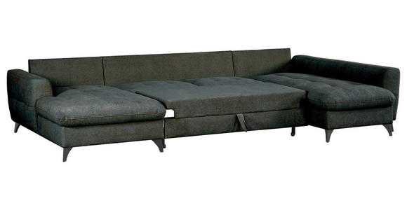 WOHNLANDSCHAFT Grau Chenille  - Schwarz/Grau, KONVENTIONELL, Textil/Metall (160/340/188cm) - Xora