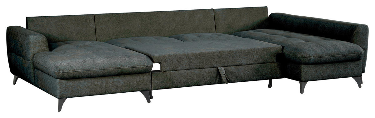WOHNLANDSCHAFT Grau Chenille  - Schwarz/Grau, KONVENTIONELL, Textil/Metall (160/340/188cm) - Xora