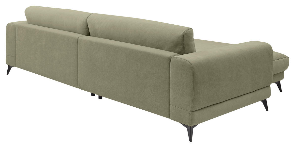 ECKSOFA Grün Chenille  - Schwarz/Grün, KONVENTIONELL, Textil/Metall (194/292cm) - SetOne by Musterring