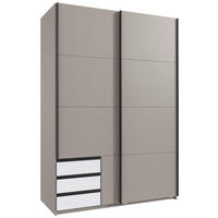 SCHWEBETÜRENSCHRANK  in Grau, Weiß, Sahara  - Schwarz/Weiß, Design, Holzwerkstoff/Metall (135/198/65cm) - Carryhome
