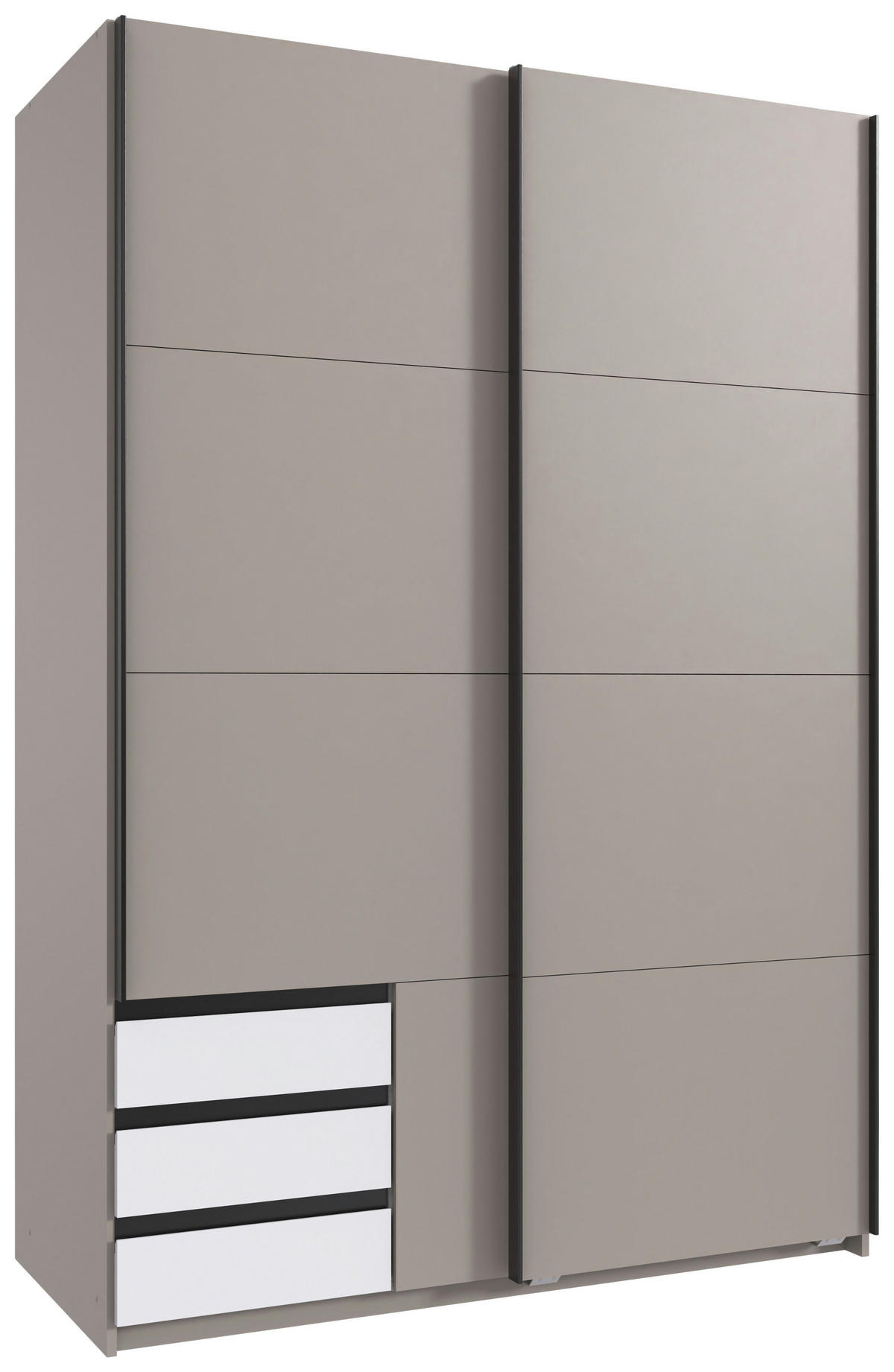 SCHWEBETÜRENSCHRANK  in Grau, Weiß, Sahara  - Schwarz/Weiß, Design, Holzwerkstoff/Metall (135/198/65cm) - Carryhome