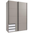 SCHWEBETÜRENSCHRANK  in Grau, Weiß, Sahara  - Schwarz/Weiß, Design, Holzwerkstoff/Metall (135/198/65cm) - Carryhome