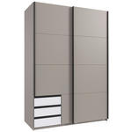 SCHWEBETÜRENSCHRANK  in Grau, Weiß, Sahara  - Schwarz/Weiß, Design, Holzwerkstoff/Metall (135/198/65cm) - Carryhome