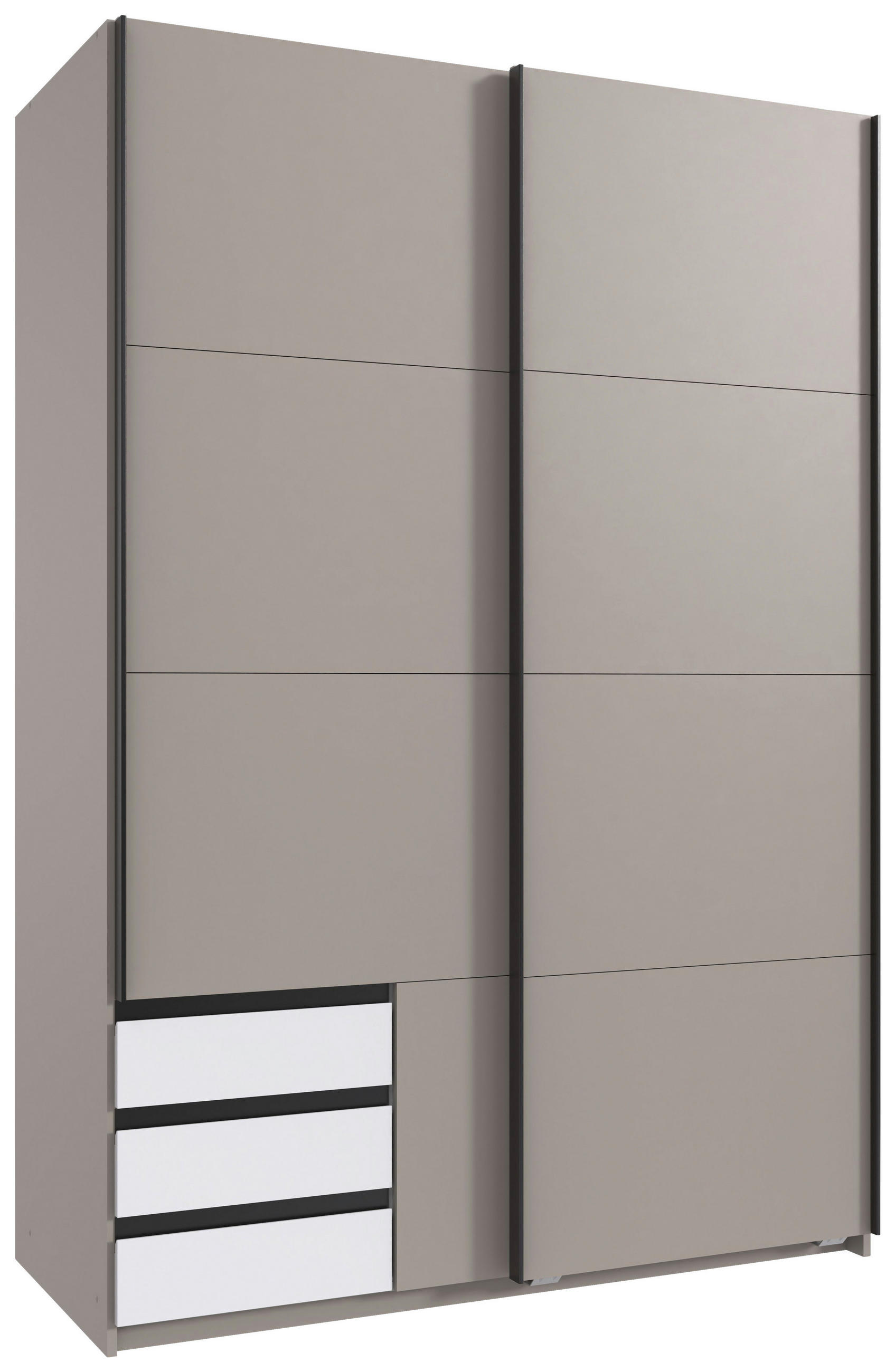 Carryhome Schwebetürenschrank Grau, Weiß, Sahara 135x198x65 cm