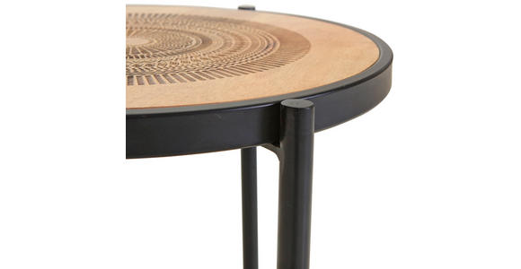 BEISTELLTISCH 40/40/59 cm Mangoholz massiv Naturfarben, Schwarz rund  - Schwarz/Naturfarben, Design, Holz/Metall (40/40/59cm) - Landscape