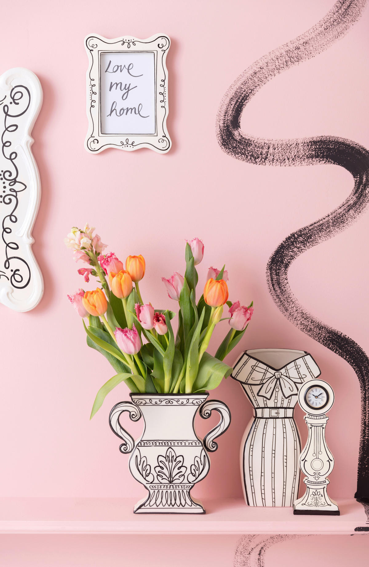 VASE 23,5 cm  - Schwarz/Weiß, KONVENTIONELL, Keramik (23/23/5cm) - Kare-Design