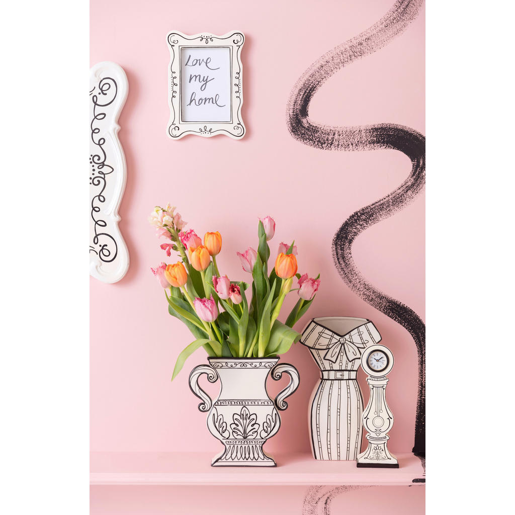 Thumbnail - Kare-Design Vase, Schwarz, Weiß, Keramik, organisch, 23x23x5 cm, handgemacht, Dekoration, Vasen, Keramikvasen