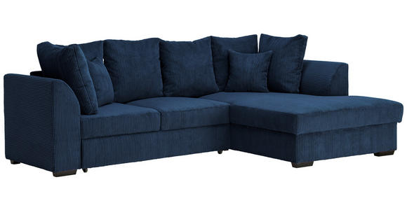 ECKSOFA in Cord Dunkelblau  - Schwarz/Dunkelblau, Design, Kunststoff/Textil (259/174cm) - Cantus