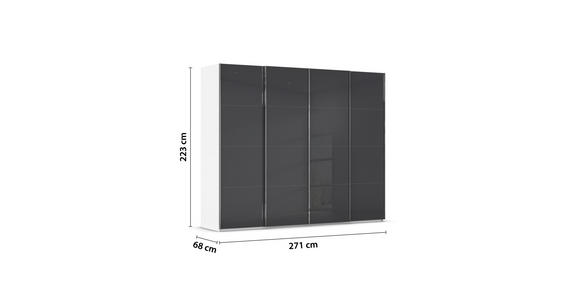 SCHWEBETÜRENSCHRANK 271/223/68 cm 4-türig Weiß, Schwarz - Chromfarben/Schwarz, Design, Glas/Holzwerkstoff (271/223/68cm) - Novel