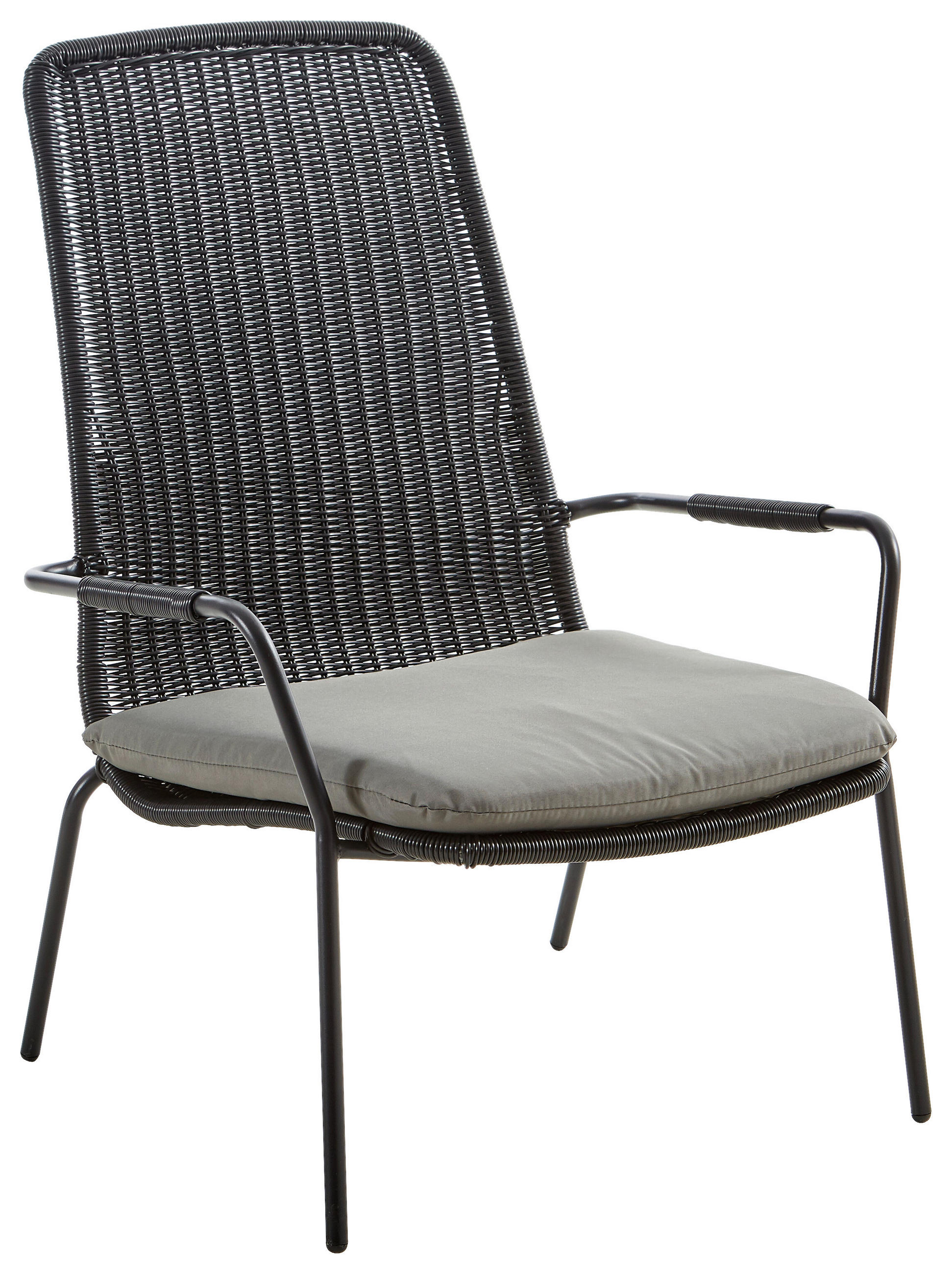GARTEN-RELAXSESSEL Stahl  - Dunkelgrau/Schwarz, Design, Kunststoff/Textil (71/97/83cm) - Ambia Garden