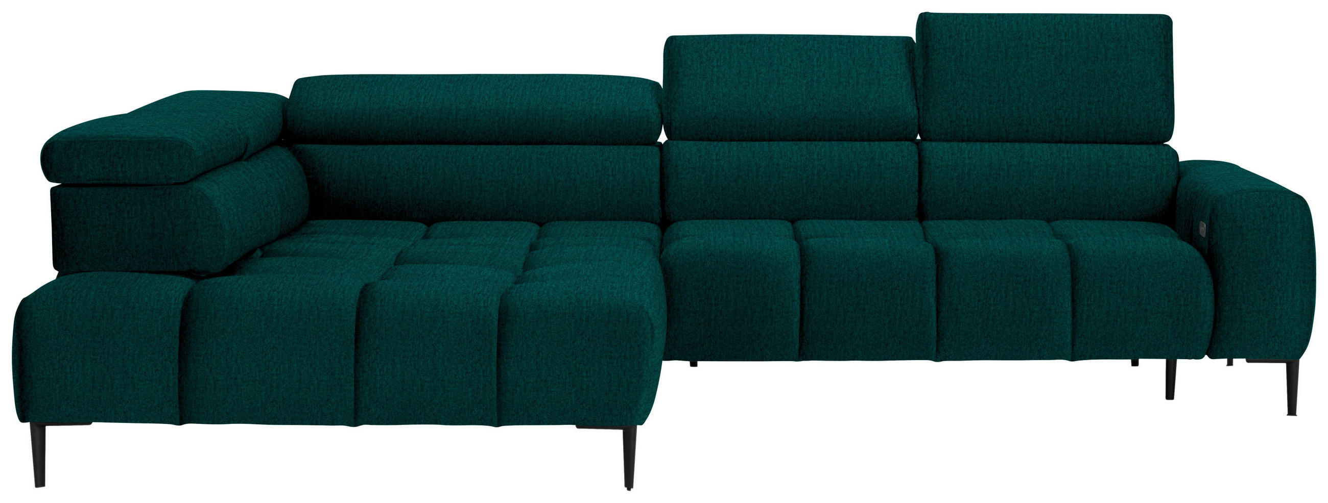 ECKSOFA in Samt, Webstoff Dunkelgrün  216/300 cm  - Dunkelgrün/Schwarz, Design, Textil/Metall (216/300cm) - Welnova