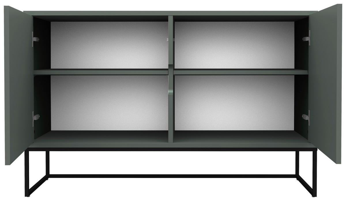 KOMMODE Lipp  in 118/76/43 cm  - Dunkelgrün/Schwarz, Design, Holzwerkstoff/Metall (118/76/43cm)