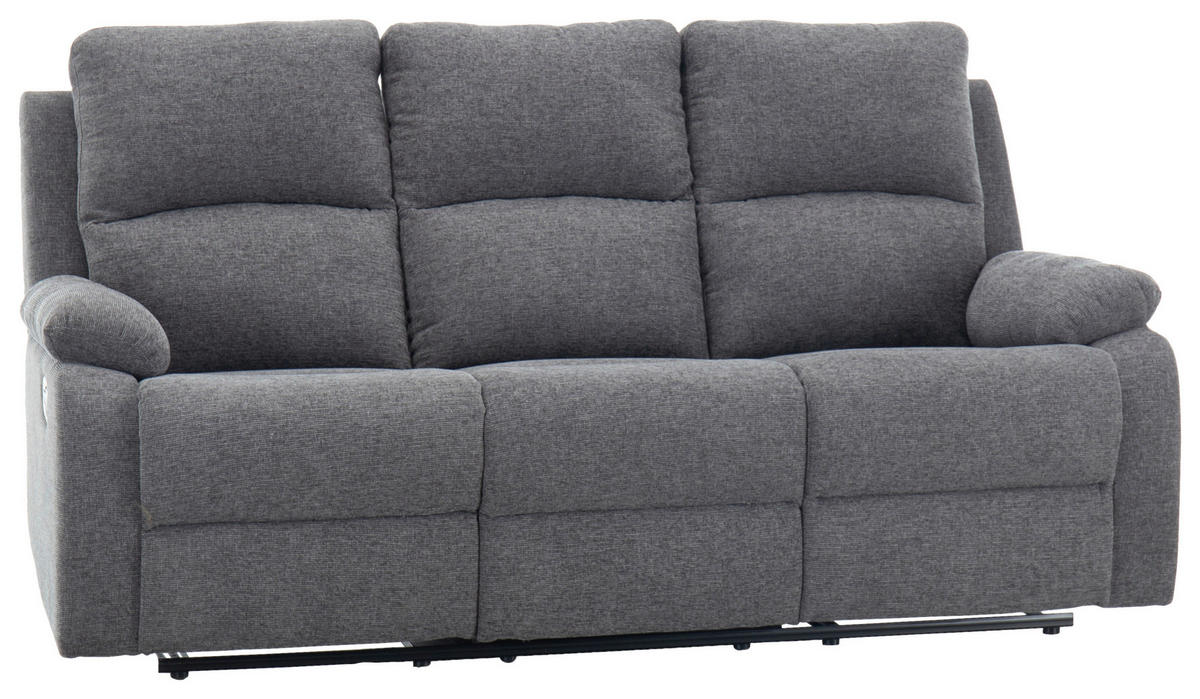 SITZGARNITUR VERONA Leinenoptik Dunkelgrau  - Dunkelgrau/Schwarz, Design, Kunststoff/Textil (84,5/133,5/100,5/92cm) - Livetastic