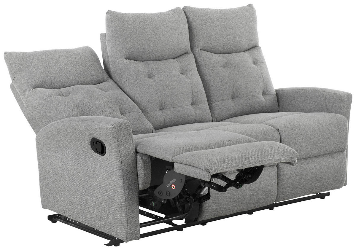 SITZGARNITUR Mikrofaser Grau  - Schwarz/Grau, Design, Textil/Metall - Livetastic