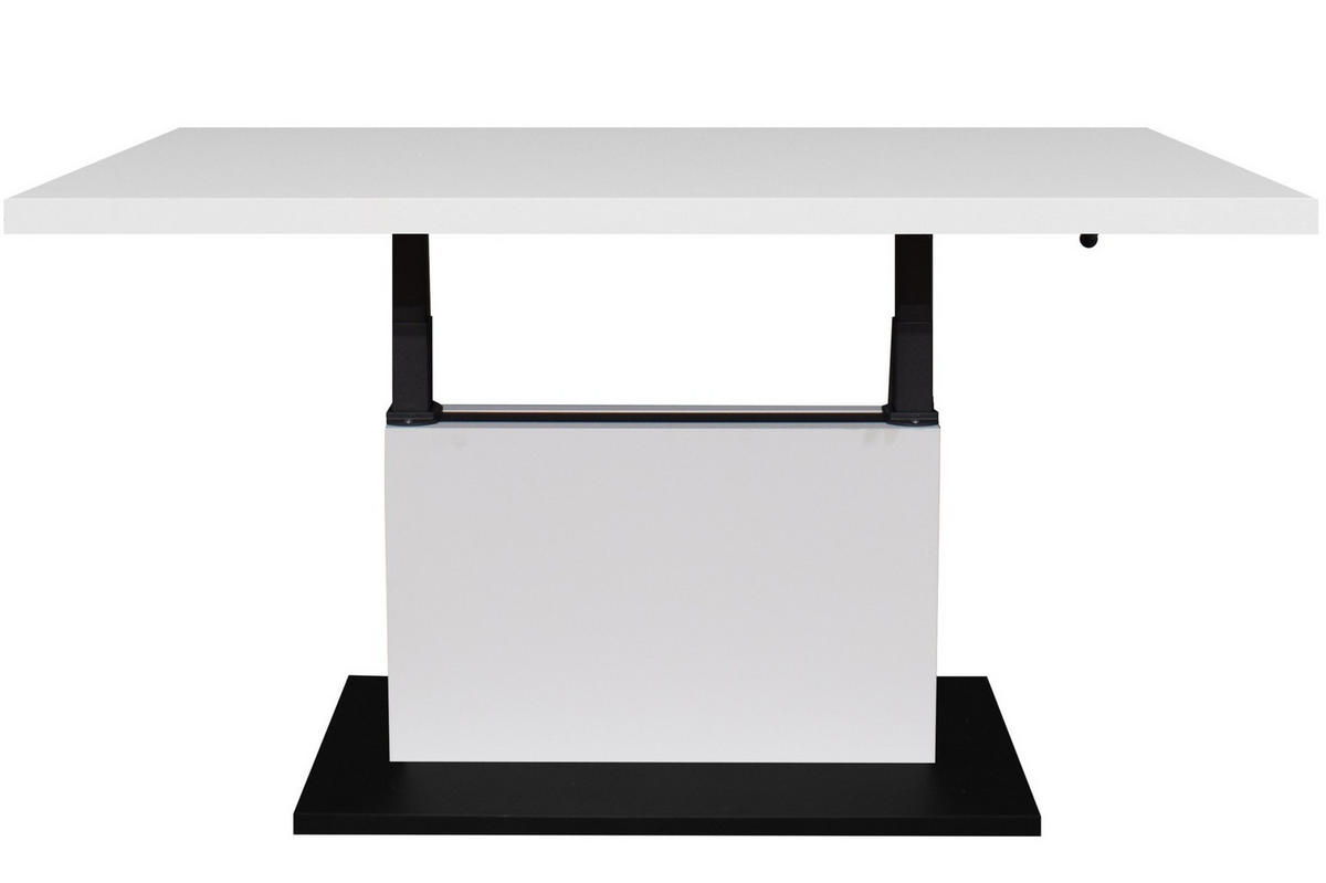 COUCHTISCH Lift rechteckig Schwarz, Weiß Hochglanz  - Weiß Hochglanz/Schwarz, Design, Holzwerkstoff/Metall (120/55-69/70cm) - MID.YOU