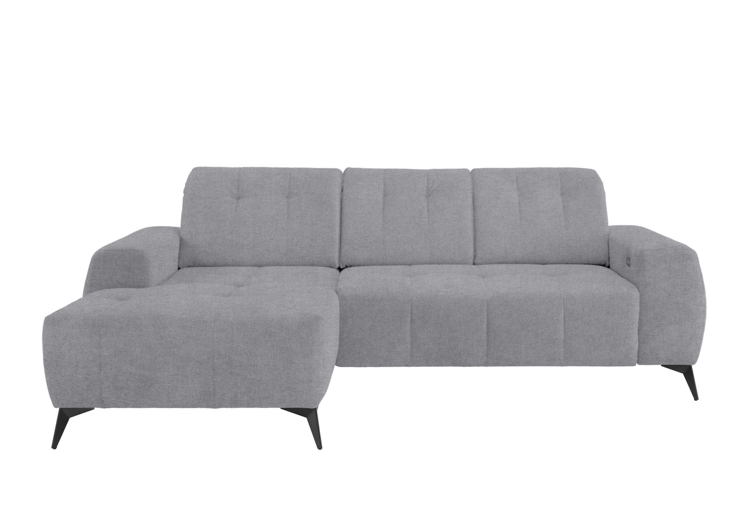 ECKSOFA in Mikrofaser Hellgrau - Hellgrau/Schwarz, Modern, Textil/Metall (180/258cm) - Livetastic