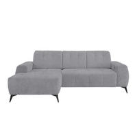 ECKSOFA in Mikrofaser Hellgrau  - Hellgrau/Schwarz, Modern, Textil/Metall (180/258cm) - Livetastic