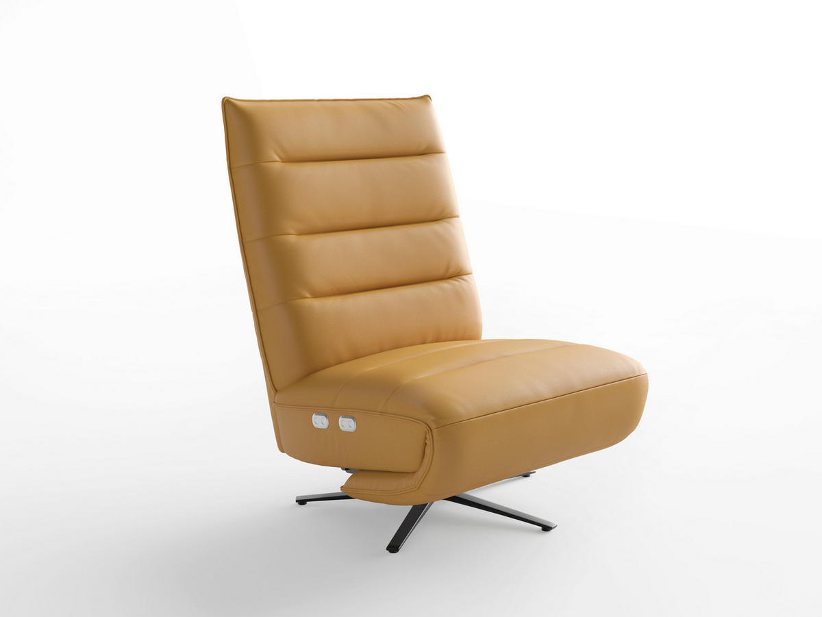 RELAXSESSEL Leder Currygelb  - Currygelb/Schwarz, Basics, Leder/Metall (80/109/98cm) - Sit & More