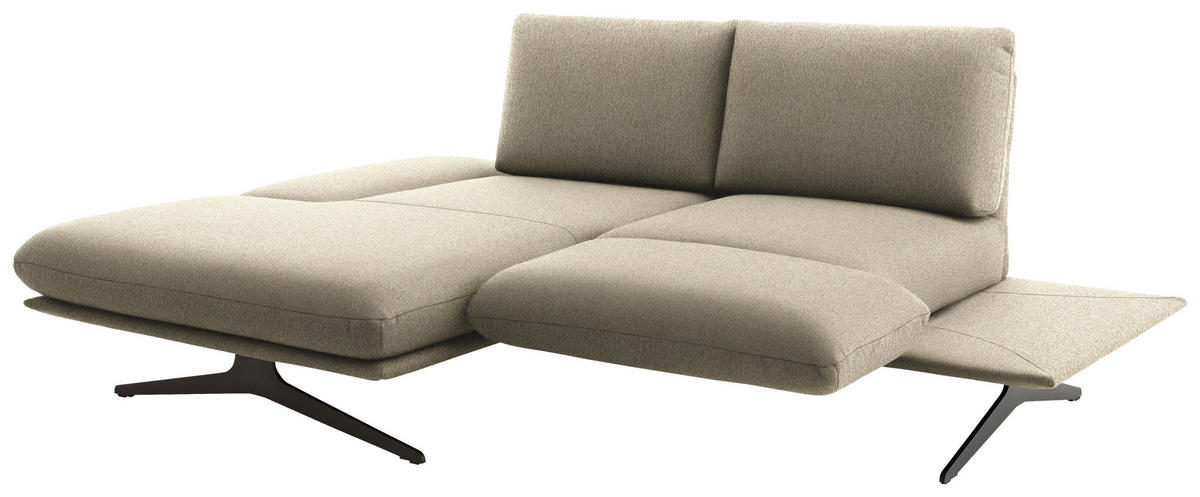 ECKSOFA  in Flachgewebe Beige  155/234 cm  - Beige/Schwarz, Design, Textil/Metall (155/234cm) - Dieter Knoll