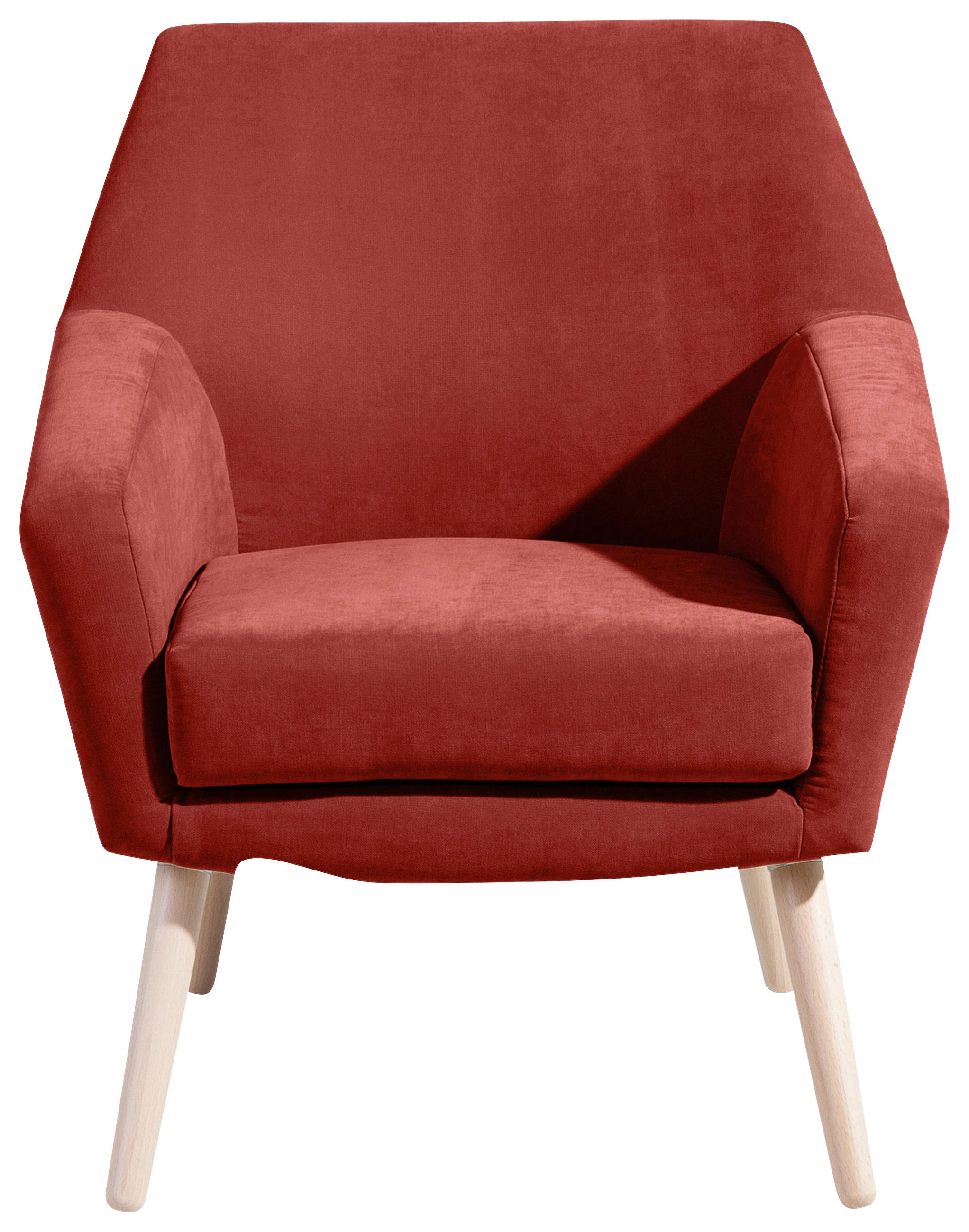 SESSEL Velours Terracotta    - Buchefarben/Terracotta, Design, Holz/Textil (67/81/71cm) - Max Winzer