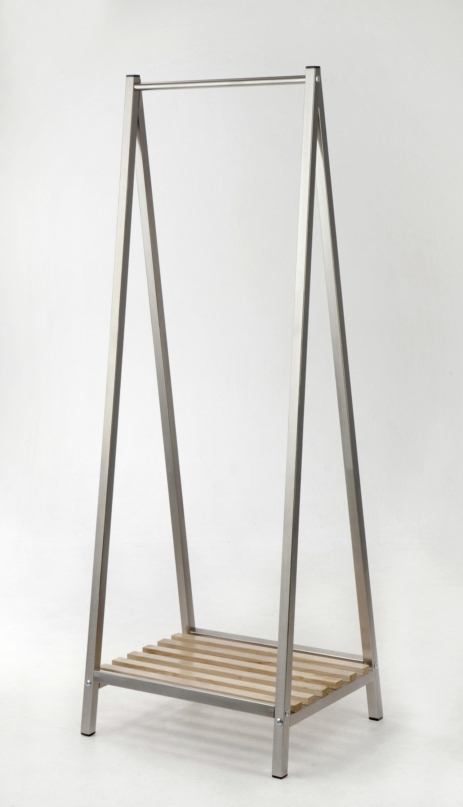 GARDEROBENSTÄNDER in Kieferfarben, Edelstahlfarben 53/162/42 cm   - Edelstahlfarben/Kieferfarben, Design, Holz/Metall (53/162/42cm)