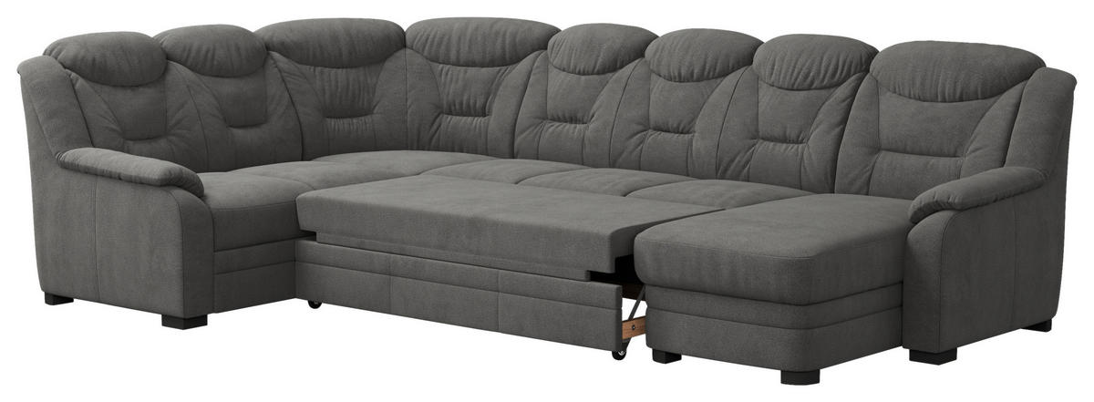 WOHNLANDSCHAFT in Chenille Anthrazit  - Anthrazit/Schwarz, Basics, Kunststoff/Textil (211/330/162cm) - MID.YOU