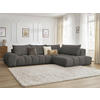 ECKSOFA Ottomane rechts  EVEREST Dunkelgrau Struktur  - Dunkelgrau/Schwarz, MODERN, Kunststoff/Textil (352/210cm) - Livetastic