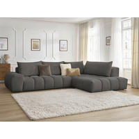 ECKSOFA Ottomane rechts  EVEREST Dunkelgrau Struktur  - Dunkelgrau/Schwarz, MODERN, Kunststoff/Textil (352/210cm) - Livetastic