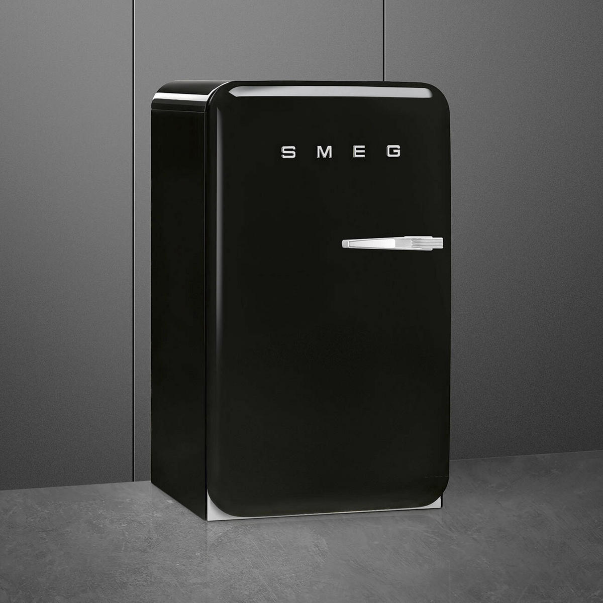 KÜHLSCHRANK 54.5/97.0/70.1 cm  - Schwarz Hochglanz, Trend, Metall (54.5/97.0/70.1cm) - SMEG