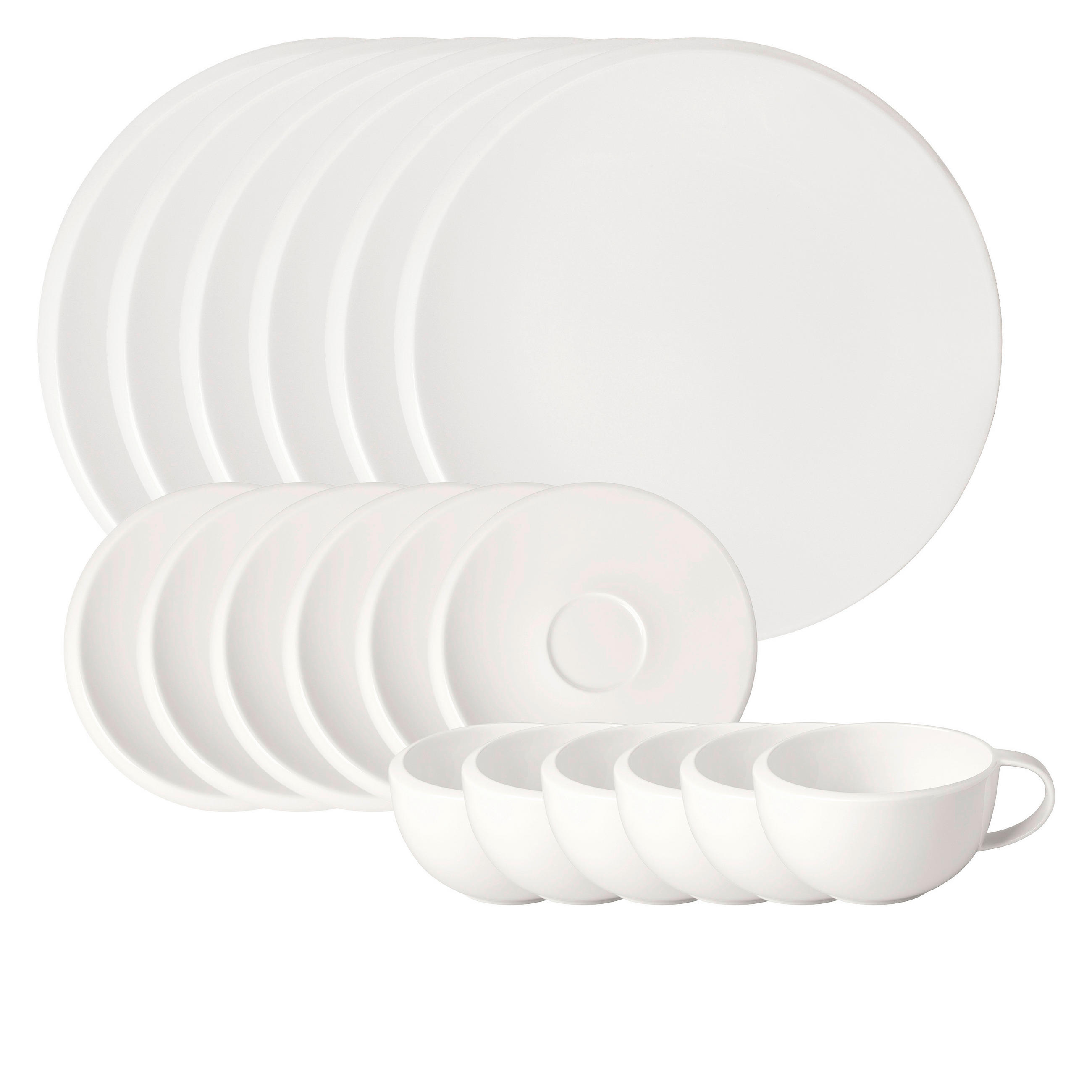 KAFFEESERVICE Weiß NewMoon 18-teilig  - Weiß, KONVENTIONELL, Keramik - Villeroy & Boch