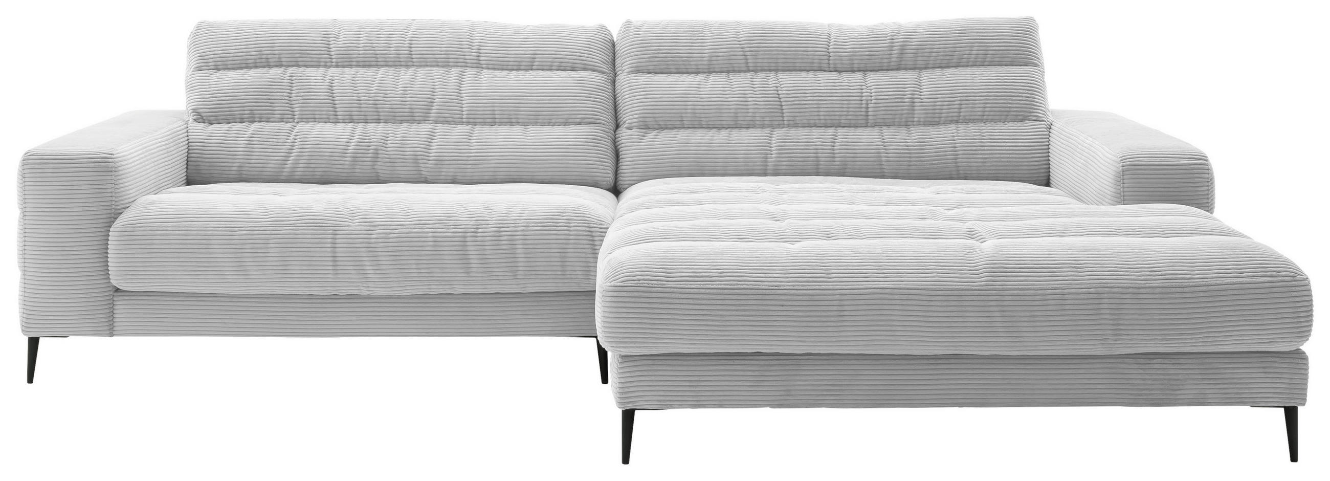 ECKSOFA in Cord Grau  - Schwarz/Grau, Design, Textil/Metall (296/207cm) - Dieter Knoll