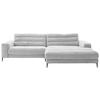 ECKSOFA in Cord Grau  - Schwarz/Grau, Design, Textil/Metall (296/207cm) - Dieter Knoll