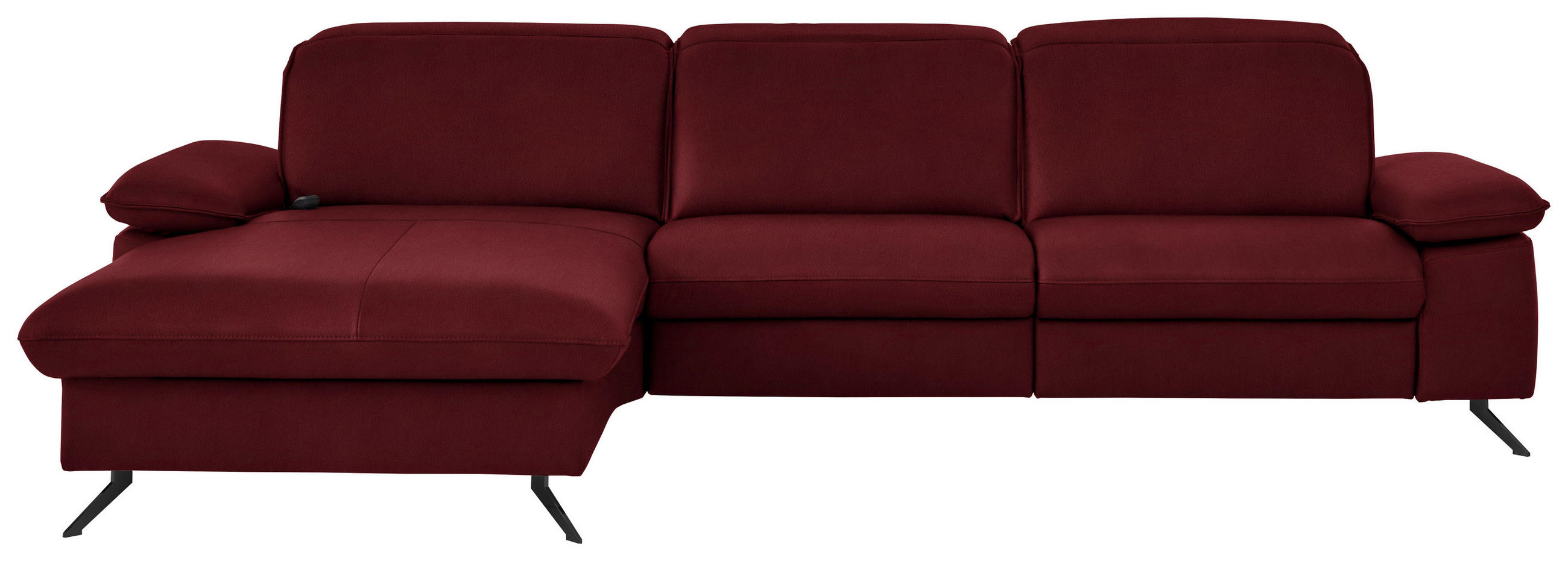 ECKSOFA  Echtleder Bordeaux  - Bordeaux/Schwarz, Design, Leder/Metall (169/307cm) - Beldomo Premium