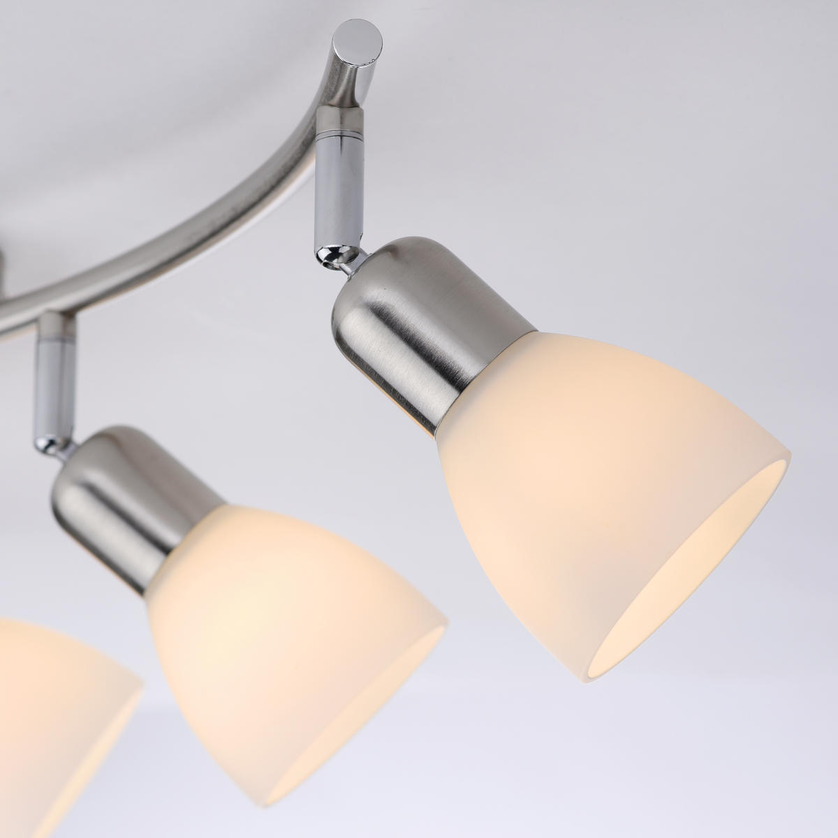 PLAFONJERA - boja aluminijuma/boja nikla, Osnovno, staklo/metal (68/22cm)