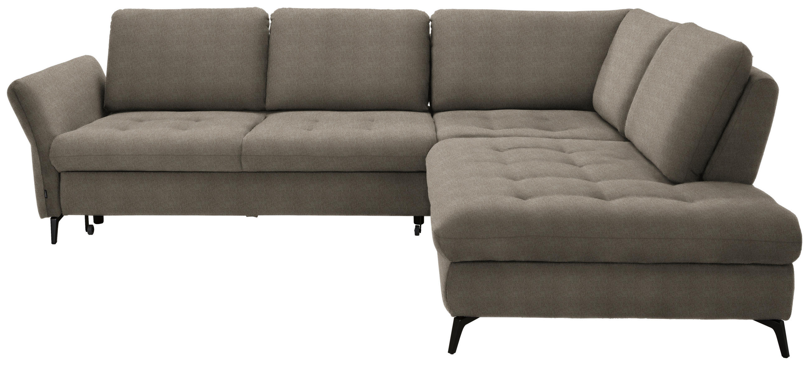 ECKSOFA Greige Chenille  - Greige/Schwarz, Natur, Textil/Metall (288/233cm) - Valnatura
