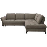 ECKSOFA Greige Chenille  - Greige/Schwarz, Natur, Textil/Metall (288/233cm) - Valnatura