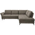 ECKSOFA in Chenille Greige  - Greige/Schwarz, Natur, Textil/Metall (288/233cm) - Valnatura