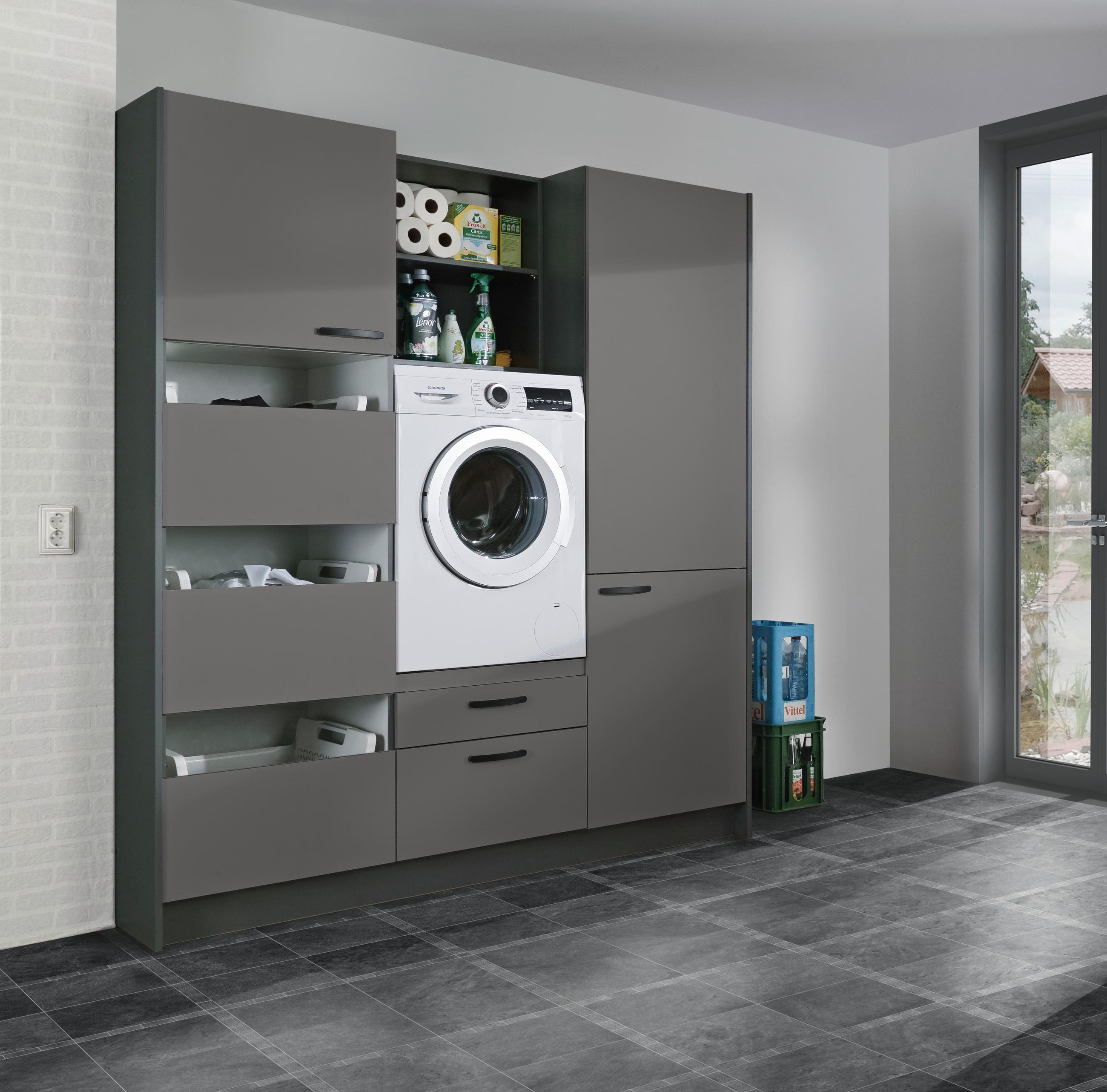 HAUSWIRTSCHAFTSRAUM  in Anthrazit  - Anthrazit, Basics, Holzwerkstoff (185cm) - Express