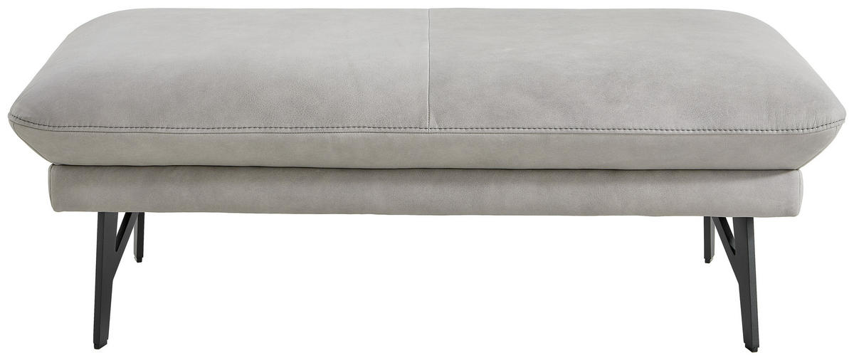 HOCKER in Leder Grau  - Anthrazit/Grau, Design, Leder/Metall (121/45/65cm) - Joop!