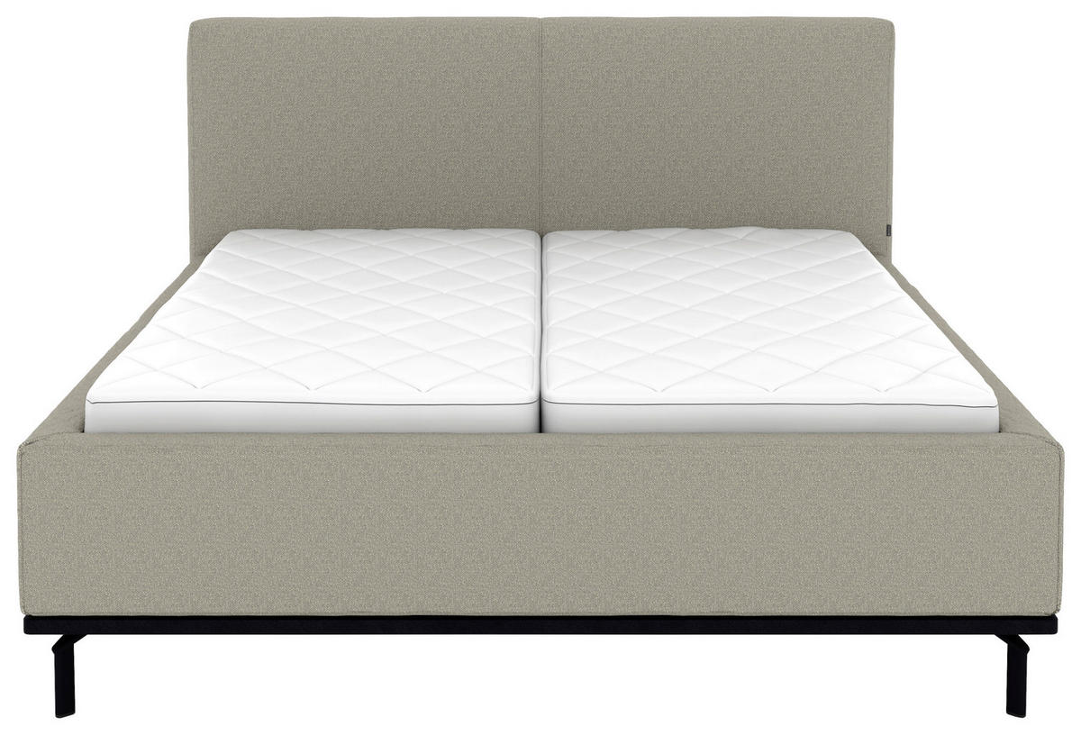 POLSTERBETT 180/200 cm,  in Hellgrau, Matratze, Lattenrost, Bettkasten, H2 + H3 = mittel + fest  - Hellgrau/Graphitfarben, Design, Holz/Textil (180/200cm) - Musterring