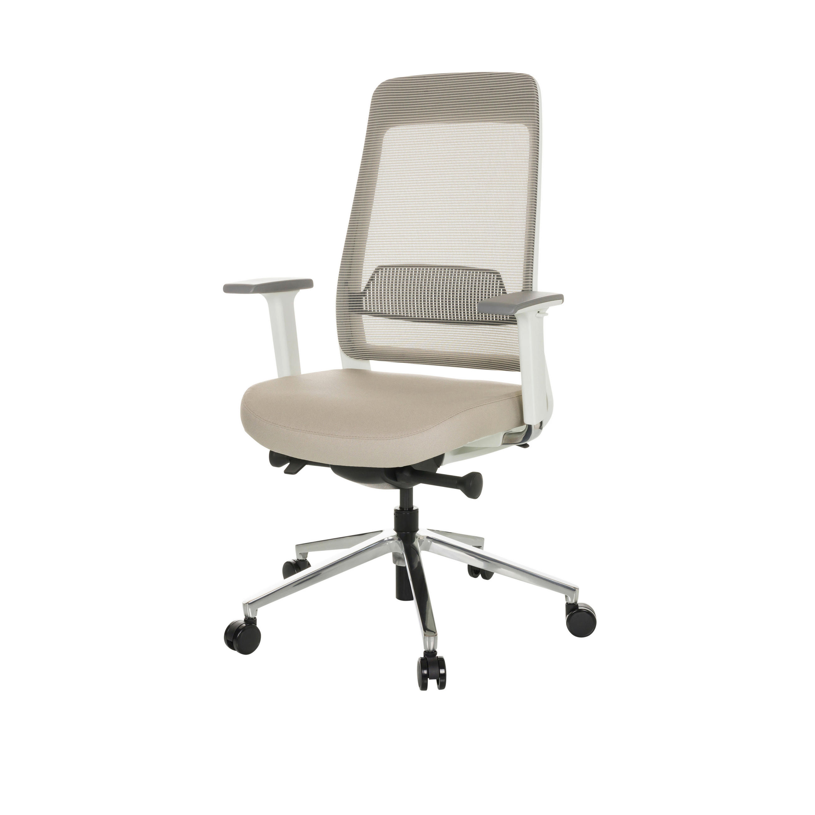 DREHSTUHL Netzbespannung, Flachgewebe Grau, Weiß, Beige  - Beige/Weiß, MODERN, Kunststoff/Textil (67/118/63cm) - MID.YOU