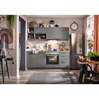 KÜCHENBLOCK 205 cm   in Anthrazit  - Anthrazit/Schwarz, KONVENTIONELL, Holzwerkstoff/Metall (205cm) - Express